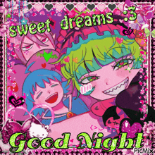 a colorful cartoon says sweet dreams good night