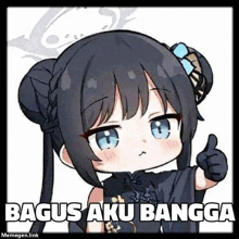 a cartoon girl is giving a thumbs up sign and says bagus aku bangsa .