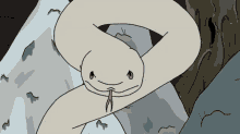 a cartoon drawing of a snake with a red tongue sticking out
