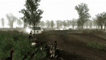 a computer generated image of soldiers in a field