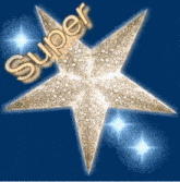 a gold star with the word super on top of it