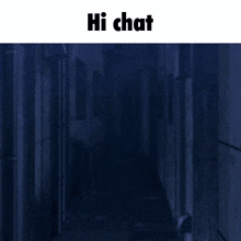 a picture of a girl with a mask and the words hi chat on top