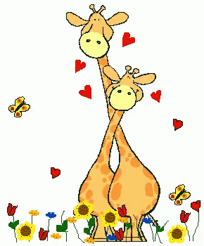 hearts animations with giraffes