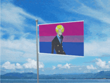a bisexual flag with a picture of a man on it
