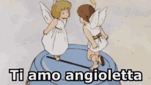 Angioletto Angioletta Cherubino Amorino Ti Amo Ti Voglio Bene Amore Affetto Bacio GIF - Little Angels Angels Cherub GIFs