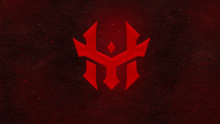 a red symbol with a diamond in the middle is on a dark red background