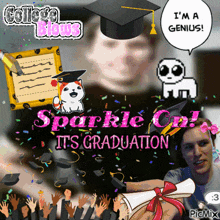 a picture of a man in a graduation cap with the words sparkle out its graduation