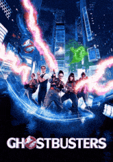 a movie poster for ghostbusters shows a group of people