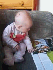 Look. GIF - Baby Cute Reading GIFs
