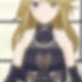 a blurry picture of a blonde girl with blue eyes