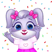 a cartoon bunny with a pink bow on her head