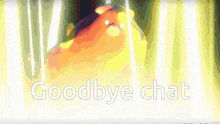 a graphic that says goodbye chat in front of a large explosion