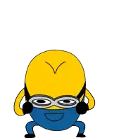 a cartoon drawing of a minion with his arms up