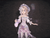 a cartoon of a woman drinking from a glass with bubbles coming out of it