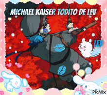 a picture of michael kaiser todito de lev with a bunny and balloons