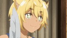 a girl with a cat ear and a feather in her hand