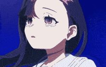 a drawing of a girl with long hair and a blue sky in the background