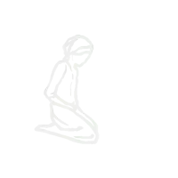 a drawing of a person kneeling down with their hands on their knees