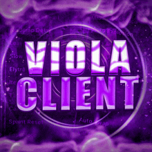 a purple background with viola client written in white letters