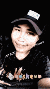 a picture of a girl with the words letzzz gooooo written on it