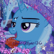 a picture of a pony with the words good night vro