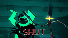 a video game called shut is being played on a screen