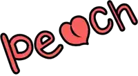 the word peach with a heart in the middle of it