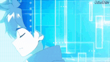 a cartoon of a boy with a blue background and the words animed.tv below him