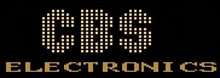 a logo for cbs electronics is displayed on a dark background