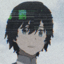 a close up of a person 's face with a glitch effect on it
