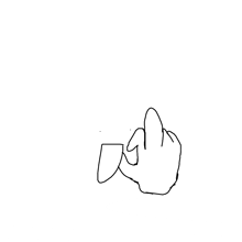 a black and white drawing of a hand with the middle finger up