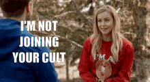 Romance Retreat Amanda Schull GIF - Romance Retreat Amanda Schull Im Not Joing Your Cult GIFs