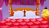 a cartoon illustration of a bed with two pillows on it