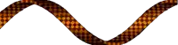 a brown and orange checkered ribbon with a swirl
