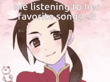 a picture of a girl with the words me listening to her favorite songs < 3 on it