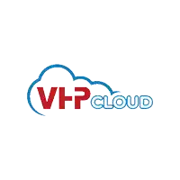 a logo for vhp cloud with a cloud in the middle