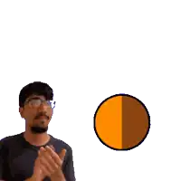 a man wearing glasses is clapping in front of a sign that says splodey slammy splodeslam