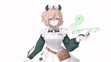 a girl with horns and a name tag that says ' nurse '