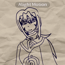 a drawing of a person with the words alight motion below