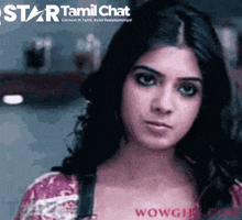 a woman 's face is on a star tamil chat website