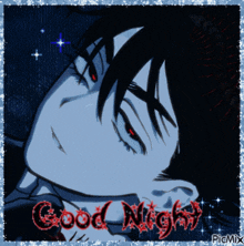 a picture of a vampire with the words good night written on it