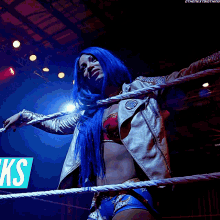 Sasha Banks Wonder Woman GIF - Sasha Banks Wonder Woman Blue Hair GIFs