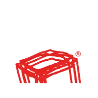 a red drawing of a cube with a r on the bottom
