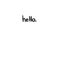 a cartoon mouse says hello in black letters