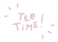 a white background with the words tee time written on it