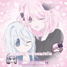 a drawing of two girls with the words canada luvs kumielle
