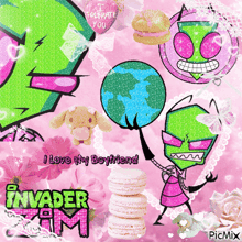a collage of invader zim characters with the words i love my boyfriend