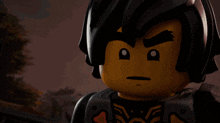 a close up of a lego character 's face