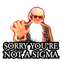 a sticker that says sorry you 're not a sigma with a man waving his hand