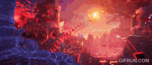 a cgi motion graphics animated background of a castle being destroyed